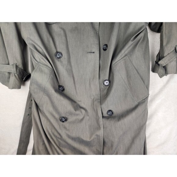 Men’s London Fog Double Breasted Trench-Coat 42 Reg Gray w Zip Out Lining - Picture 3 of 16